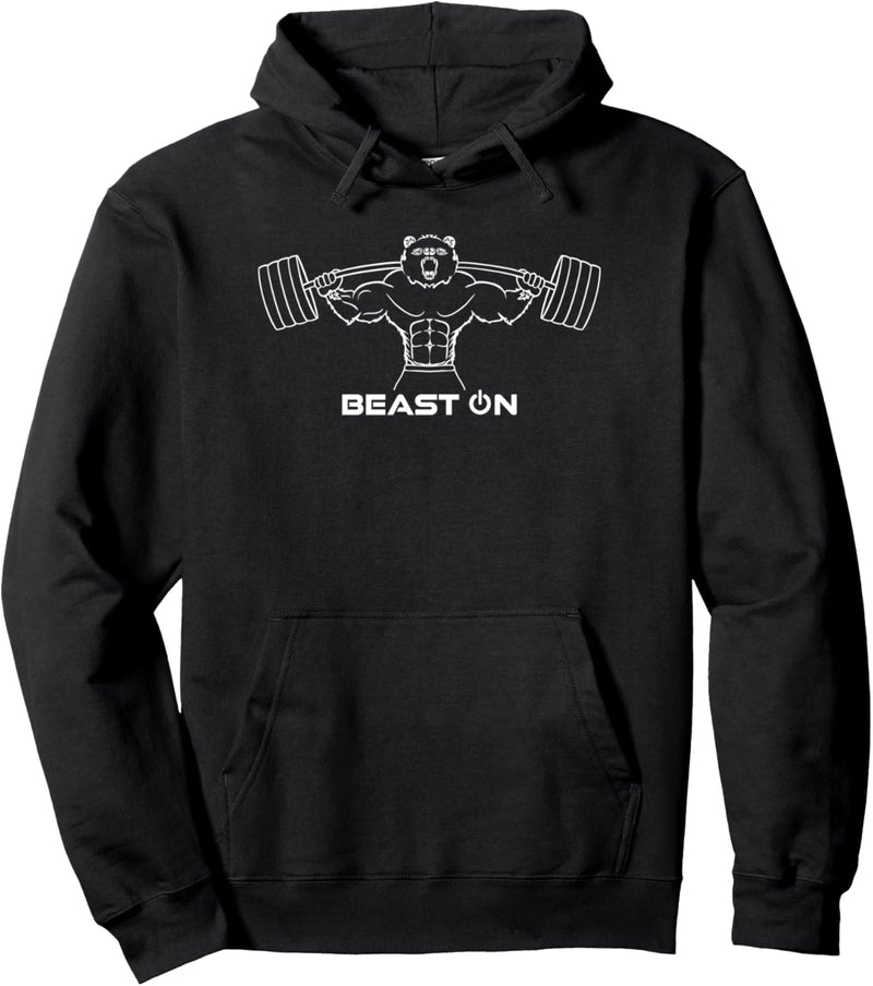 Fitness Bär Gym Beast ON | GYM Motivation Fitness Sprüche Pullover Hoodie