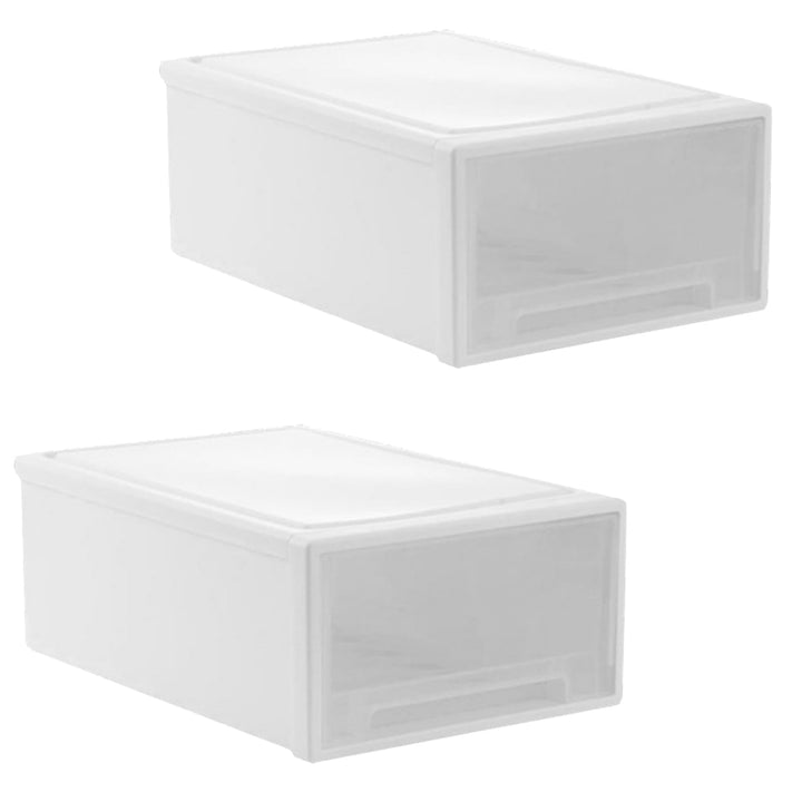 YunBey 2 Stück Schubladenbox Kunststoff Stapelbar Schubladenelement Aufbewahrungsbox Schreibtisch Or