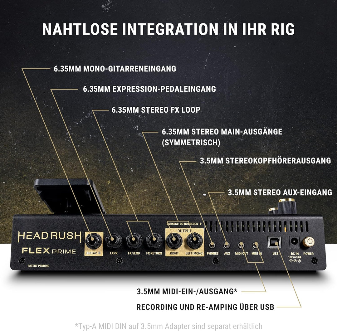 HeadRush Flex Prime Gitarre und Bass Multi-Effekt Pedal und Amp Modeling Prozessor mit Touchscreen,