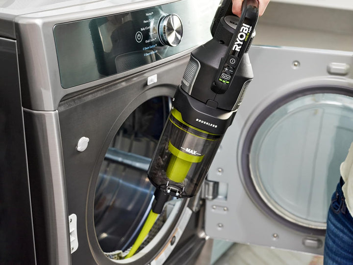 RYOBI 18 V ONE+ Brushless Bodenhandsauger RASV18BL-1C40GL, 135 AW Saugleistung, Dual-Zyklonen HEPA 1
