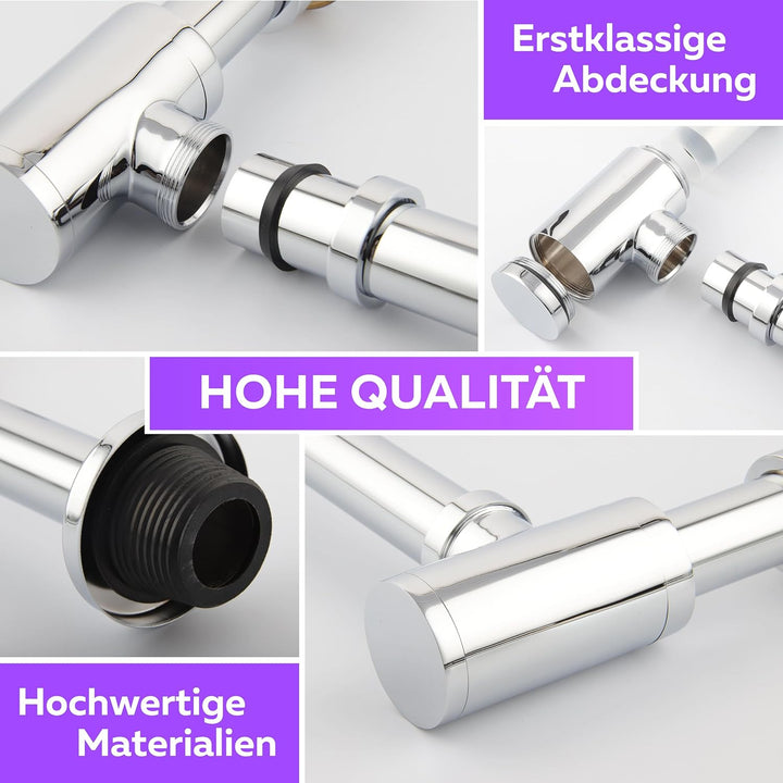 Siphon Röhrensiphon/Sifon Badezimmer/Bad/Geruchsverschluss (Chrom Design 2er-Set), Chrom Design 2er-