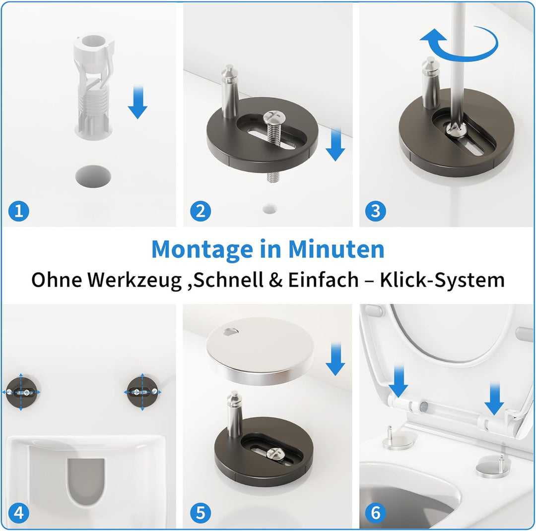TROPOW Toilettendeckel mit Absenkautomatik,Antibakterieller WC Sitz,Quick-Release-Funktion,Passend f