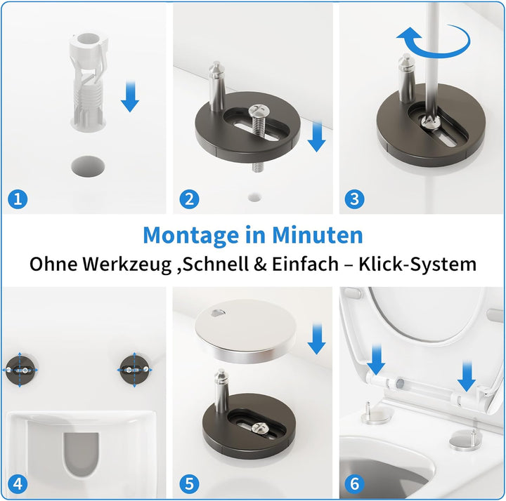 TROPOW Toilettendeckel mit Absenkautomatik,Antibakterieller WC Sitz,Quick-Release-Funktion,Passend f