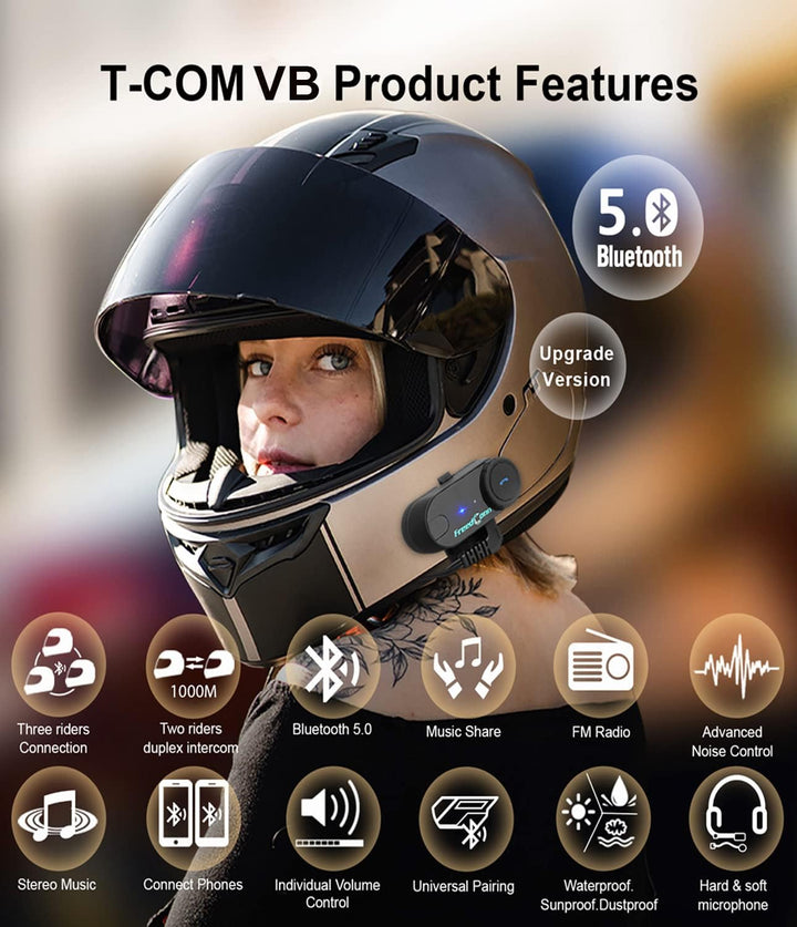 Bluetooth-Headset für Motorräder, Motorrad Helm Bluetooth Headset TCOM VB wasserdicht, kabelloses He