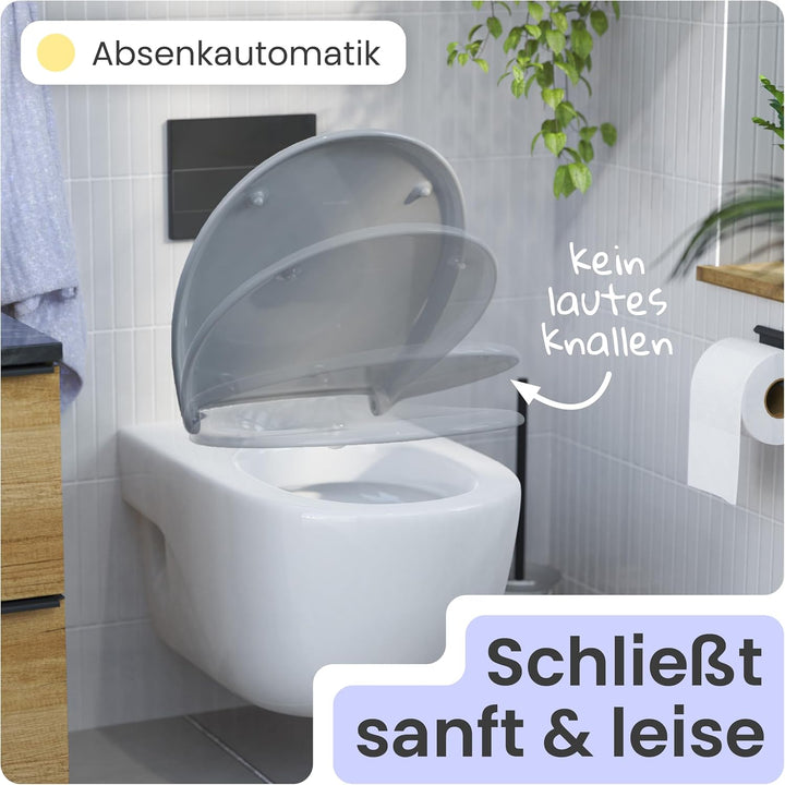 instmaier Toilettendeckel mit Absenkautomatik grau | Made in Germany | ovale Form | Toilettensitz au