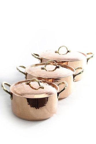 CopperGarden Kupfertöpfe 3er Set mit Deckel & Messinggriffe I Gehämmerte Kupferkochtöpfe: Ideale Wär