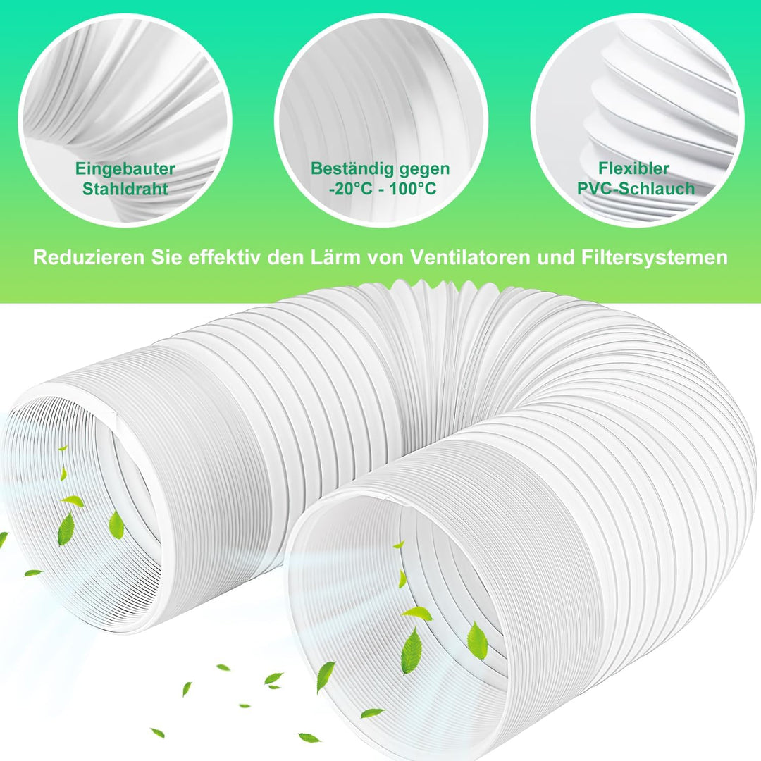 ENUTROF Abluftschlauch 150mm Abluftschläuche Klimagerät Klimaanlagen Klima Weiss-1.5mx150mm, Weiss-1
