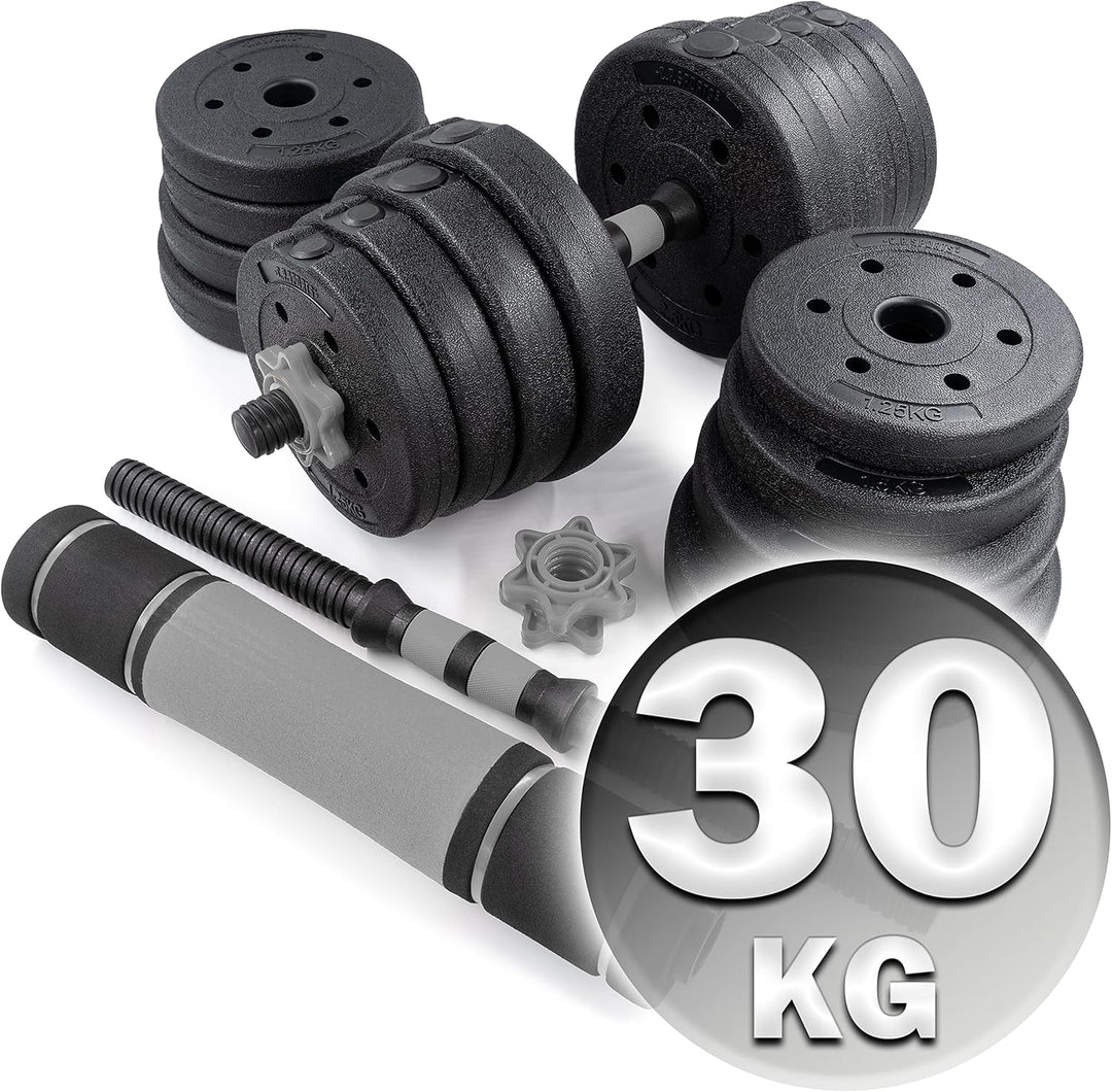 C.P.Sports 2in1 Kurzhantel & Langhantel Set 30kg / 40kg | Hantelscheiben – Gewichte – Hantelstangen