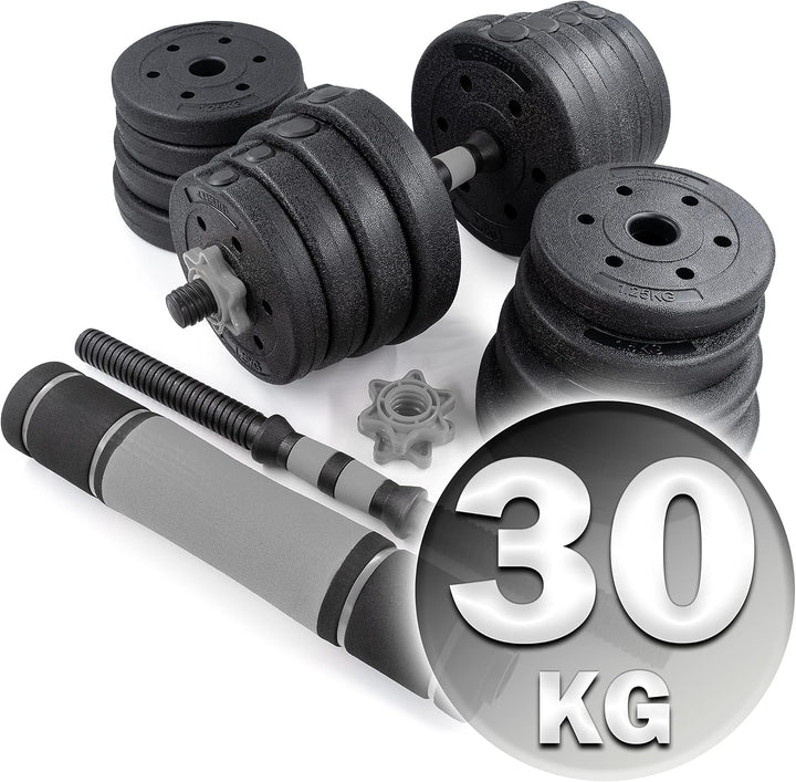 C.P.Sports 2in1 Kurzhantel & Langhantel Set 30kg / 40kg | Hantelscheiben – Gewichte – Hantelstangen