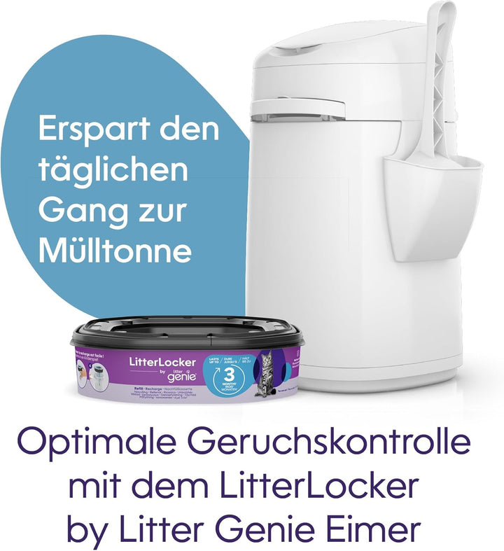 LitterLocker by Litter Genie, DAS ORIGINAL, Katzenstreu-Eimer, 50% ergiebiger, erspart den täglichen