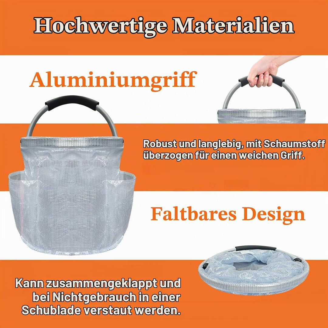 17L Picknickkorb mit Griffen und 6 Taschen, Faltbarer Einkaufskorb, Tragbarer Strandtasche aus PVC-H