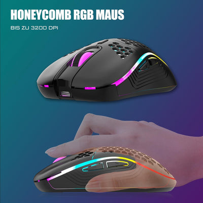 RedThunder K84 Kabelloses Gaming Tastatur und Maus Set, QWERTZ DE Layout, Wiederaufladbare Kompakte,