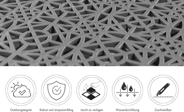 andiamo Terra Sol Terassenfliesen Klicksystem - Kunststoffplatten Aussenbereich für Balkon - Terasse