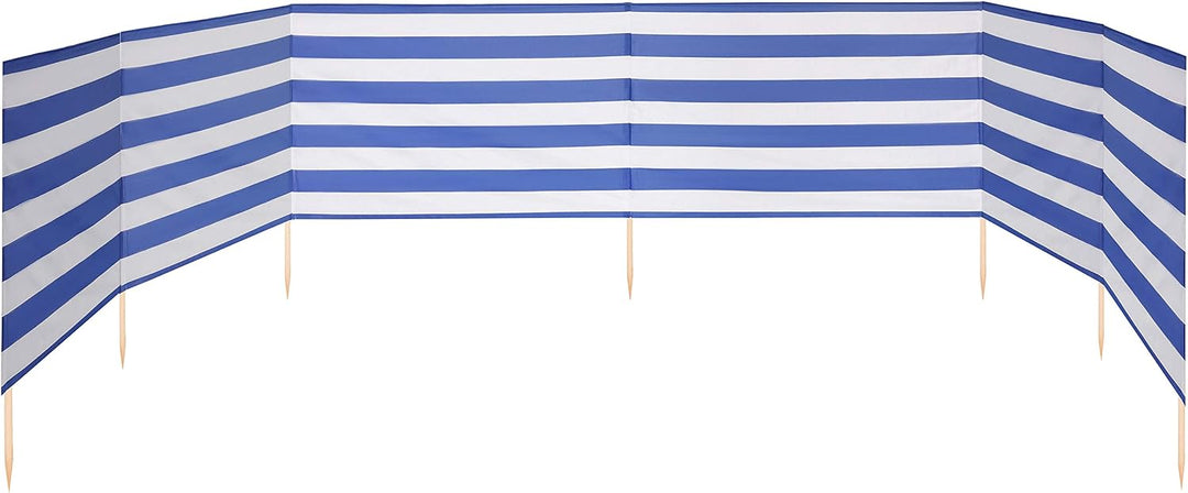 Ladeheid Windschutz Strand Sichtschutz mit Holzstab praktisches Strand Zubehör LAEX001 5 m Streifen,