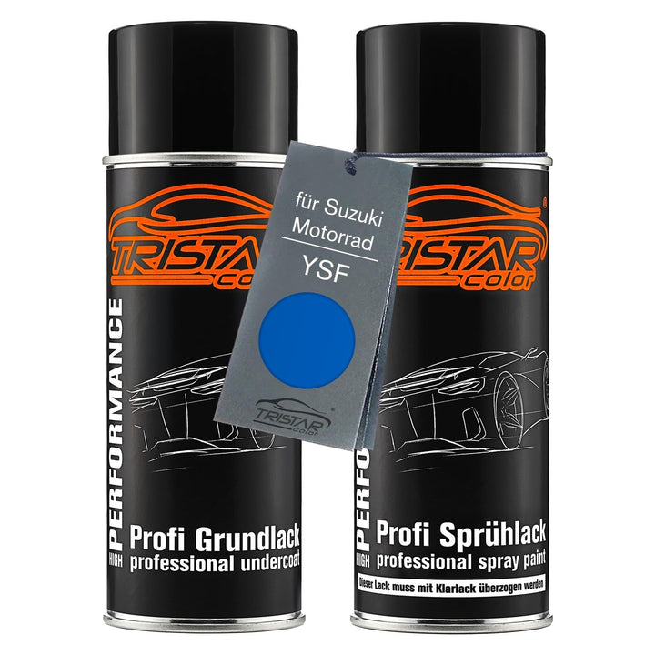 TRISTARcolor Motorradlack Spraydosen Set für Suzuki Motorrad YSF Triton Blue Metallic Grundlack Basi