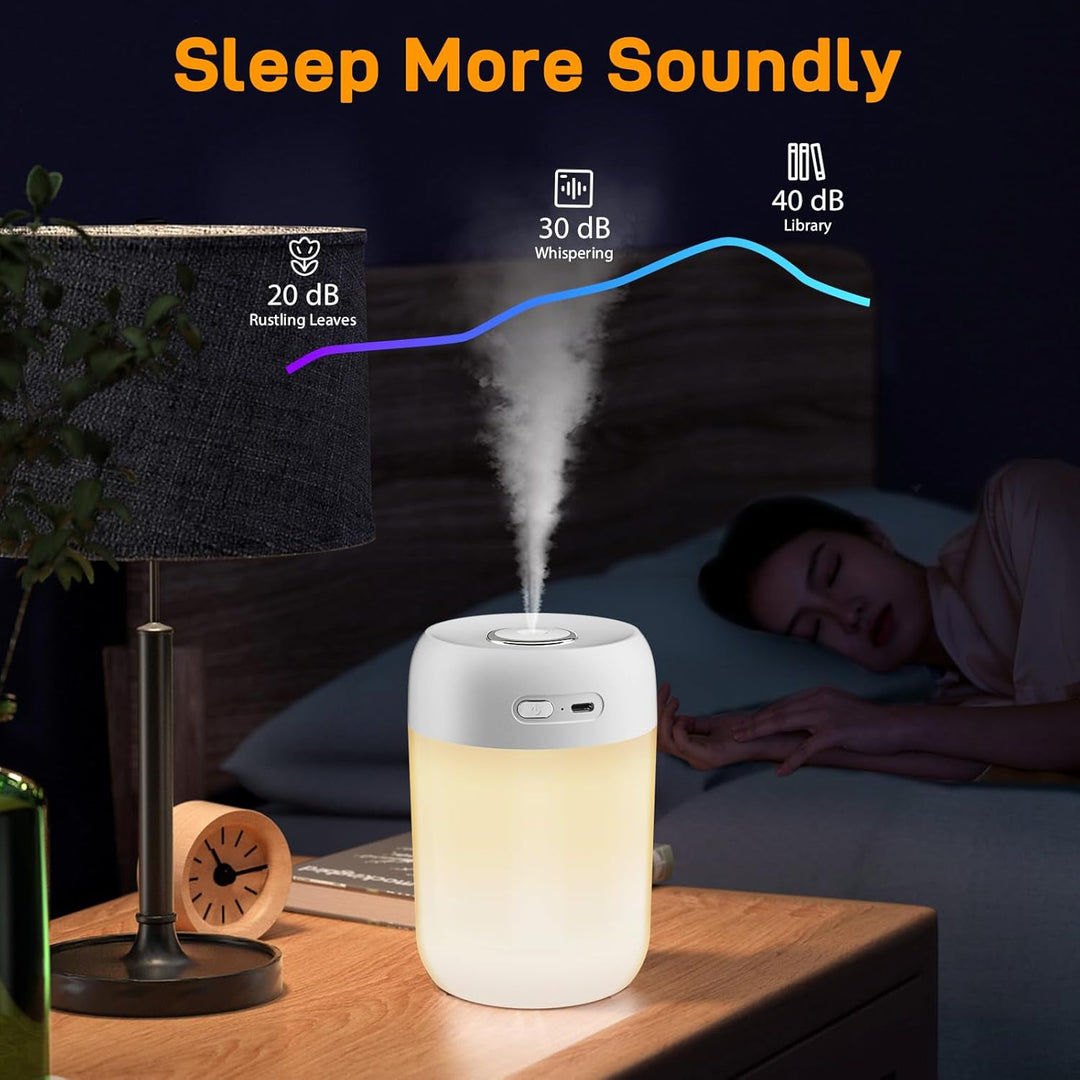 650ML Mini Luftbefeuchter für Schlafzimmer/Kinderzimmer/Pflanzen, 15H Lange Laufzeit 28dB Silent Air