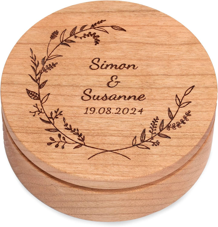 Rosenkranz Box aus Holz mit individueller Gravur, Schmuckkästchen, personalisiertes Geschenk zur Tau
