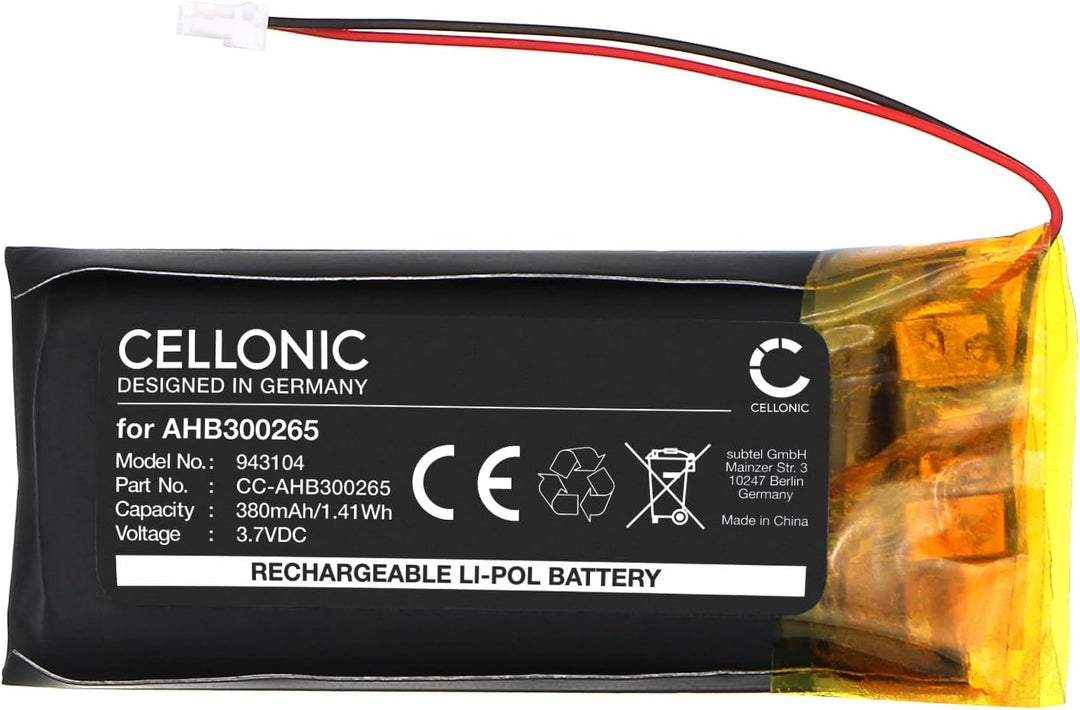 CELLONIC, Akku für Headset kompatibel mit Jabra Evolve2 65 (380mAh, 3.7V) Ersatzakku AHB300265