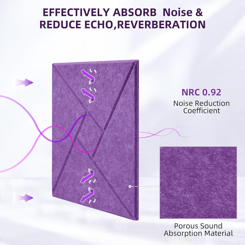 Quadratische Akustikplatten selbstklebend, JAMELO 12 Stück Schallabsorber aus Hohe Dichte Polyester
