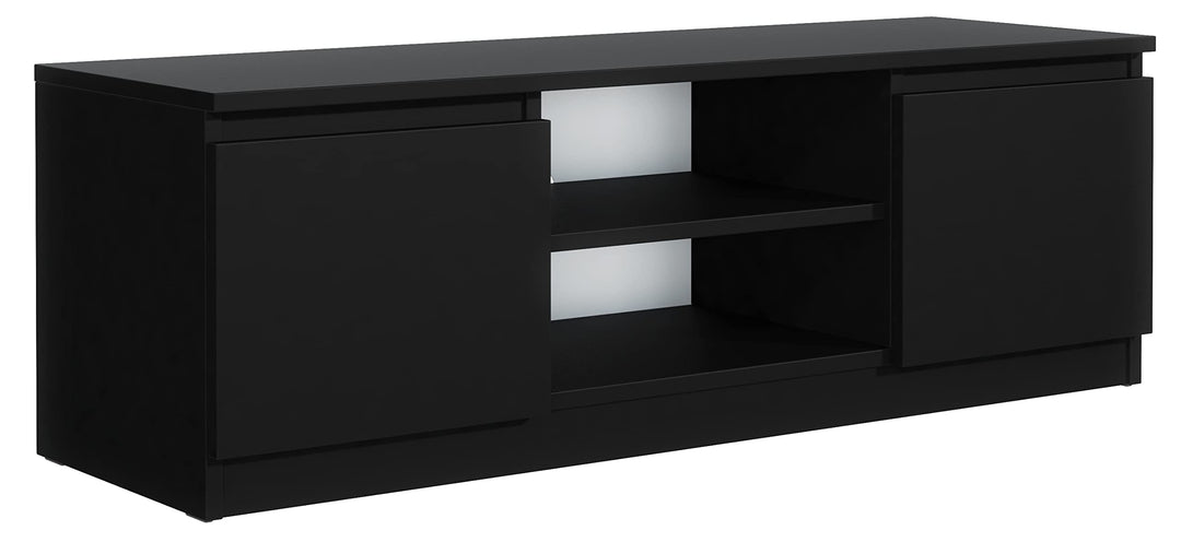 meble masztalerz TV Schrank Schwarz Matt mit 2 Ablagen und 2 Türen, 120 cm, Lowboard, Stehender RTV