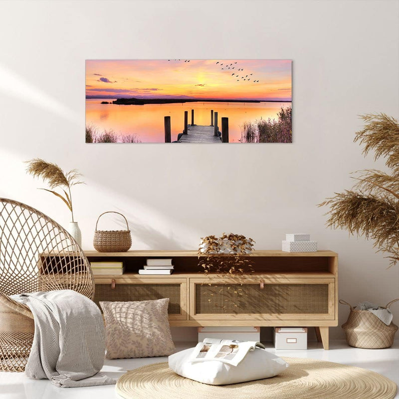 Wandbilder Dekoration Wohnzimmer Fussgängerbrücke Sommer Menschen Liebe Bilder auf Leinwand 120x50cm