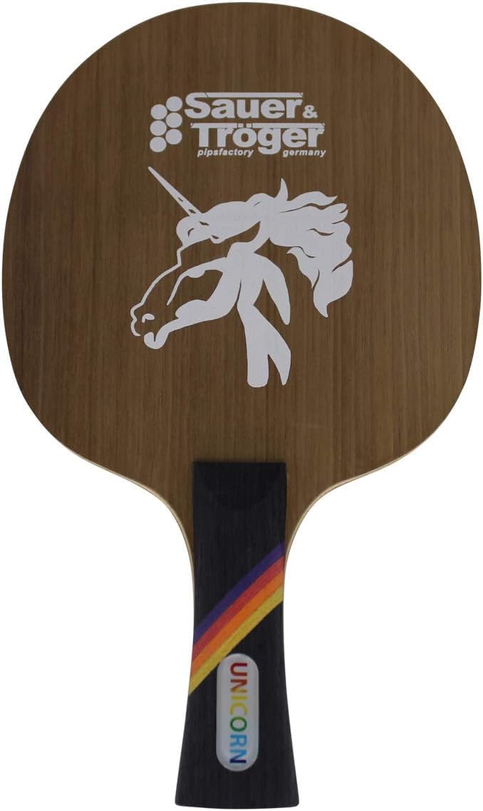 Sauer & Tröger Tischtennis Allround Holz für Noppenspieler | Unicorn | Gerade, Konkav, Konkav