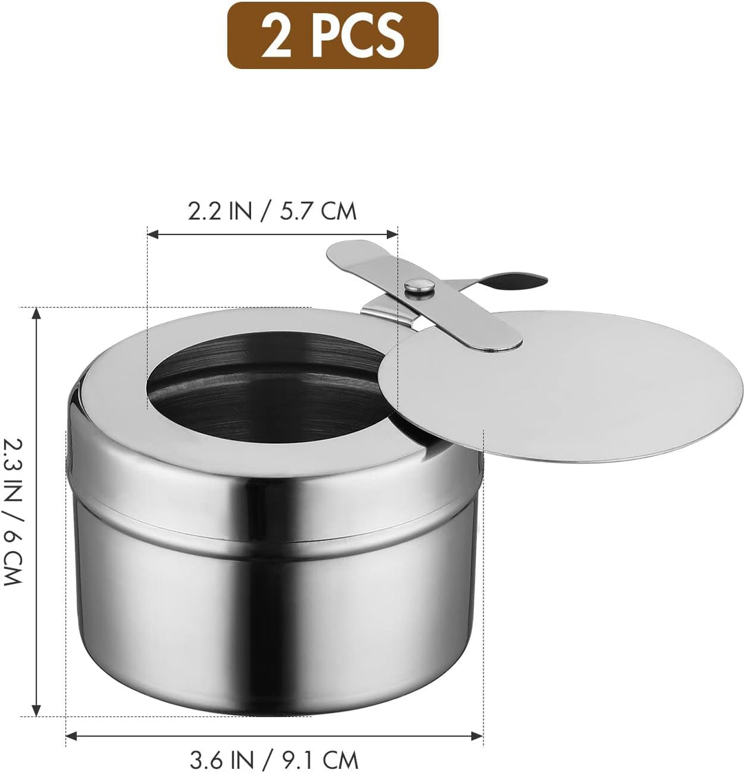 HEMOTON Edelstahl Brennstoffbehälter 2 Stück Mit Deckel Für Spiritusbrenner Chafing Dish Brennpasten
