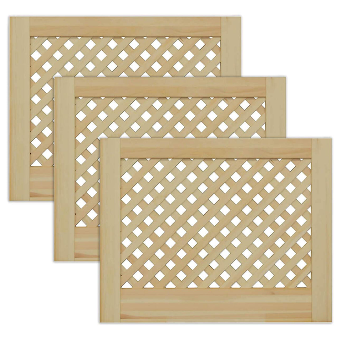 Gittertür Holztür natur 39,5 x 49,4 cm Schranktür Raumteiler Schiebetür für Regale, Schränke, Möbel