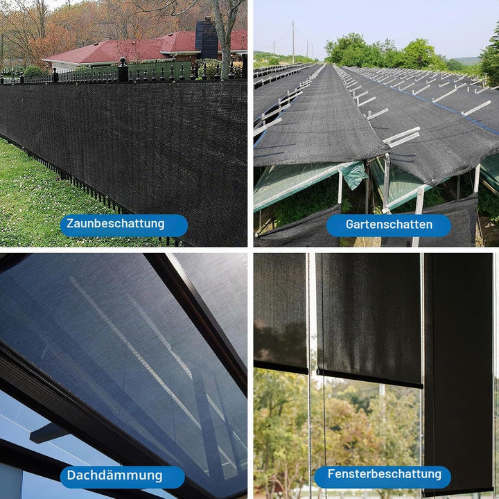 2 x 10m Garten Schattierungsnetz Schattiernetz, Schattennetz mit Ösen 95% UV-Beständiges, für Garten