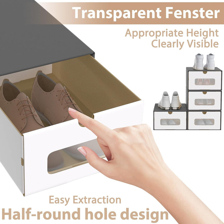 UISEBRT 30er Boxen-Set,Schuhboxen Stapelbar,Aufbewahrungsbox Schubladen mit Transparentes Sichtfenst