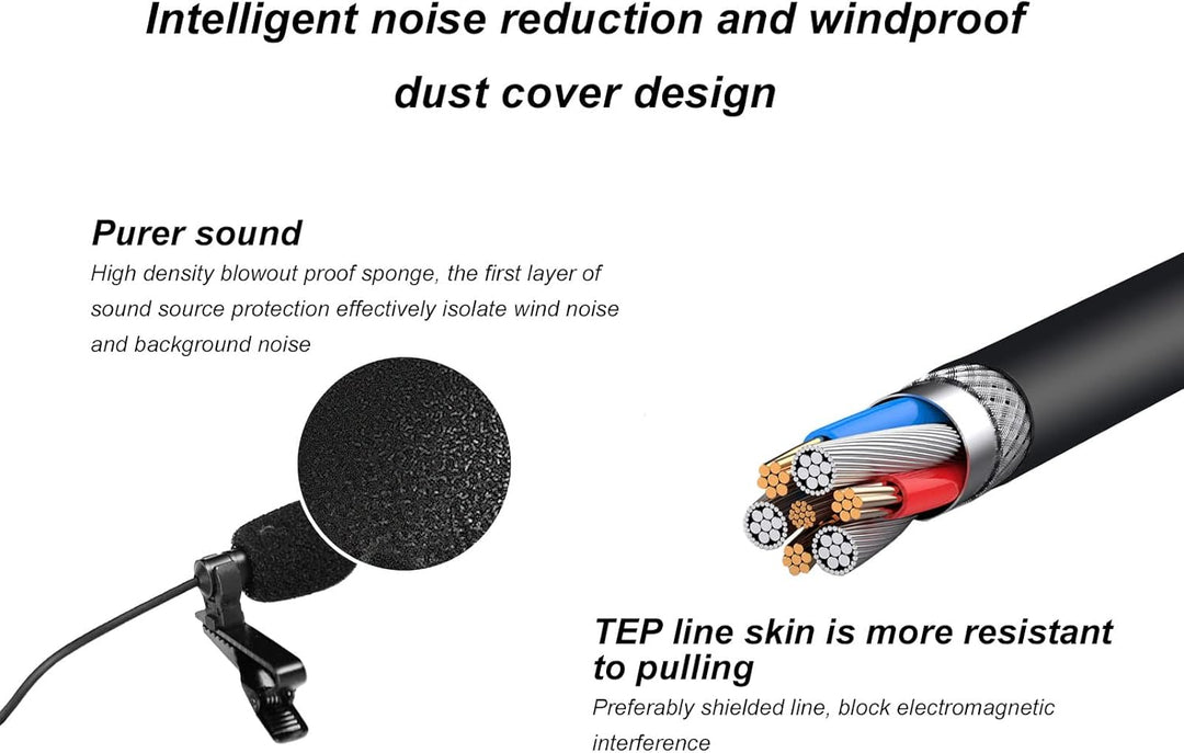 Goshyda Lavalier-Mikrofon, Typ C HiFi Sound Ansteckmikrofon Noise Cancelling Omnidirektionales Mikro