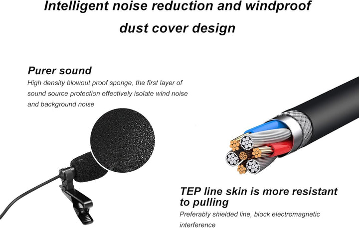 Goshyda Lavalier-Mikrofon, Typ C HiFi Sound Ansteckmikrofon Noise Cancelling Omnidirektionales Mikro