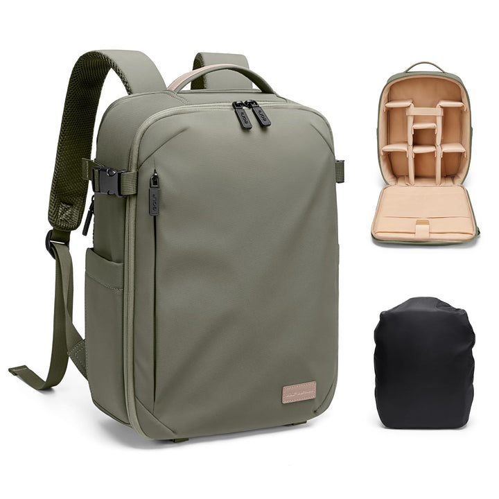 Kamerarucksack, DSLR SLR Kameratasche mit 14 Zoll Laptopfach und Regenschutz, Kompatibel für Kamera