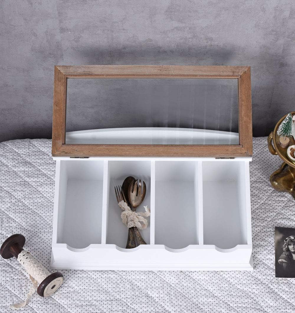 Vintage Besteckkasten „Villa Lotti“ – Shabby Weiss Landhausstil Besteckkiste aus Holz &amp; MDF HMA33 Pa