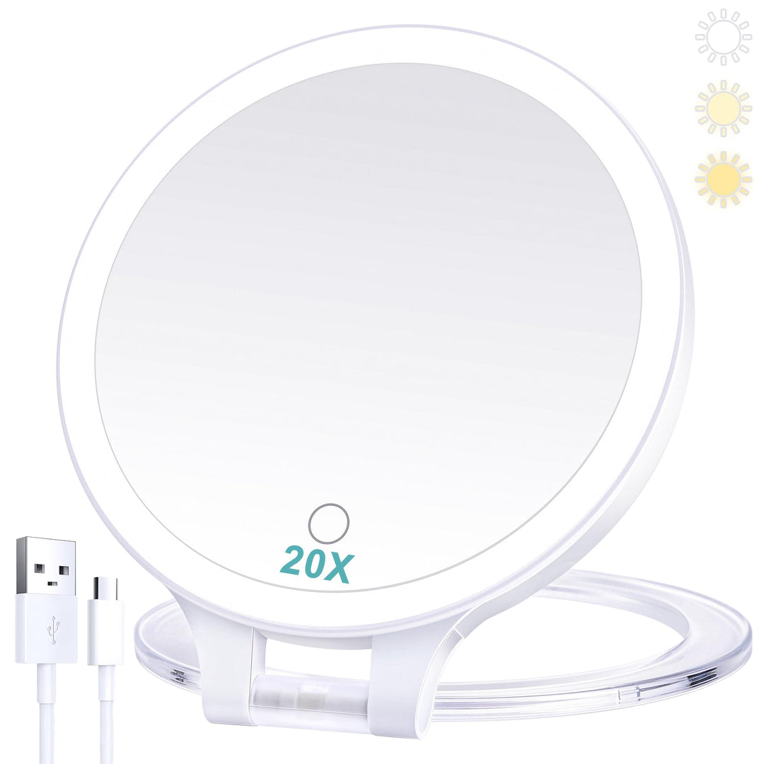 B Beauty Planet Kosmetikspiegel mit Beleuchtung 20fach,doppelseitiger 1x/20x kompaktspiegel,mit vers