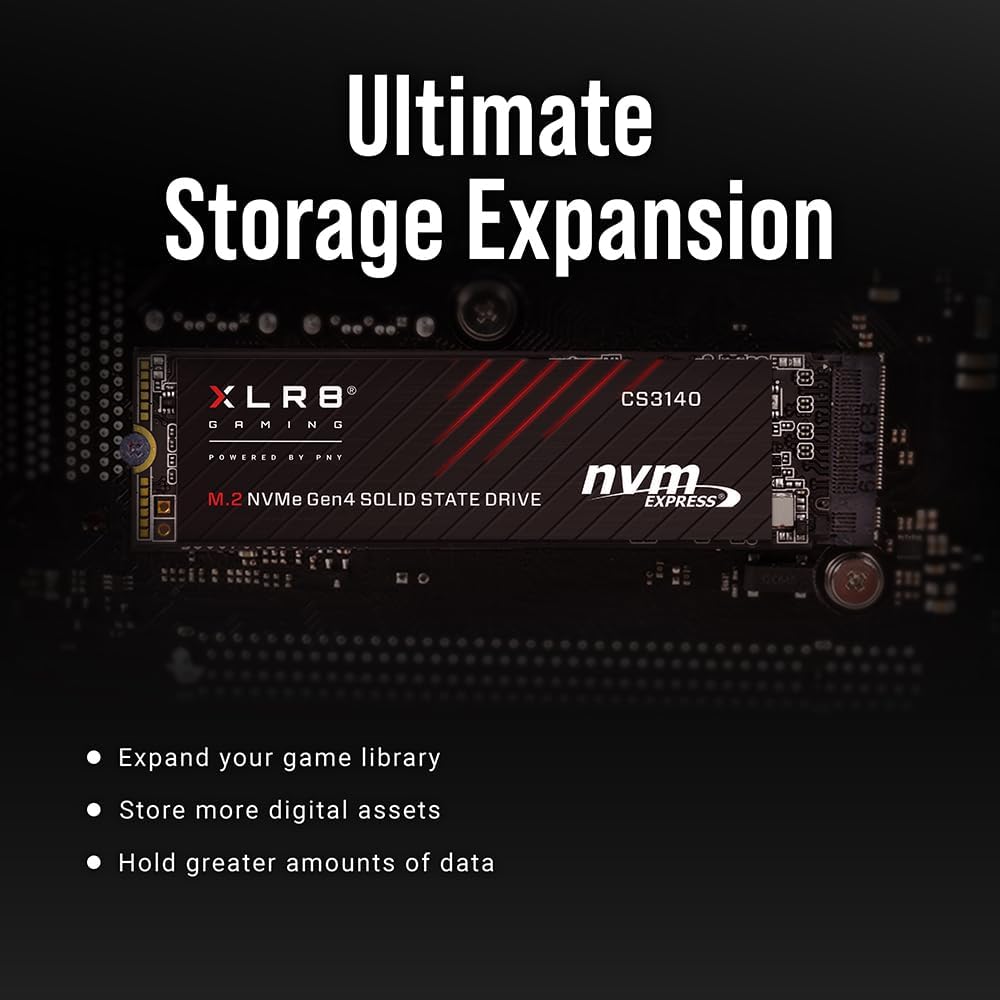 PNY XLR8 CS3140 M.2 NVMe Gen4 x4 Internal Solid State Drive (SSD) 1TB, Lesegeschwindigkeit bis zu 75