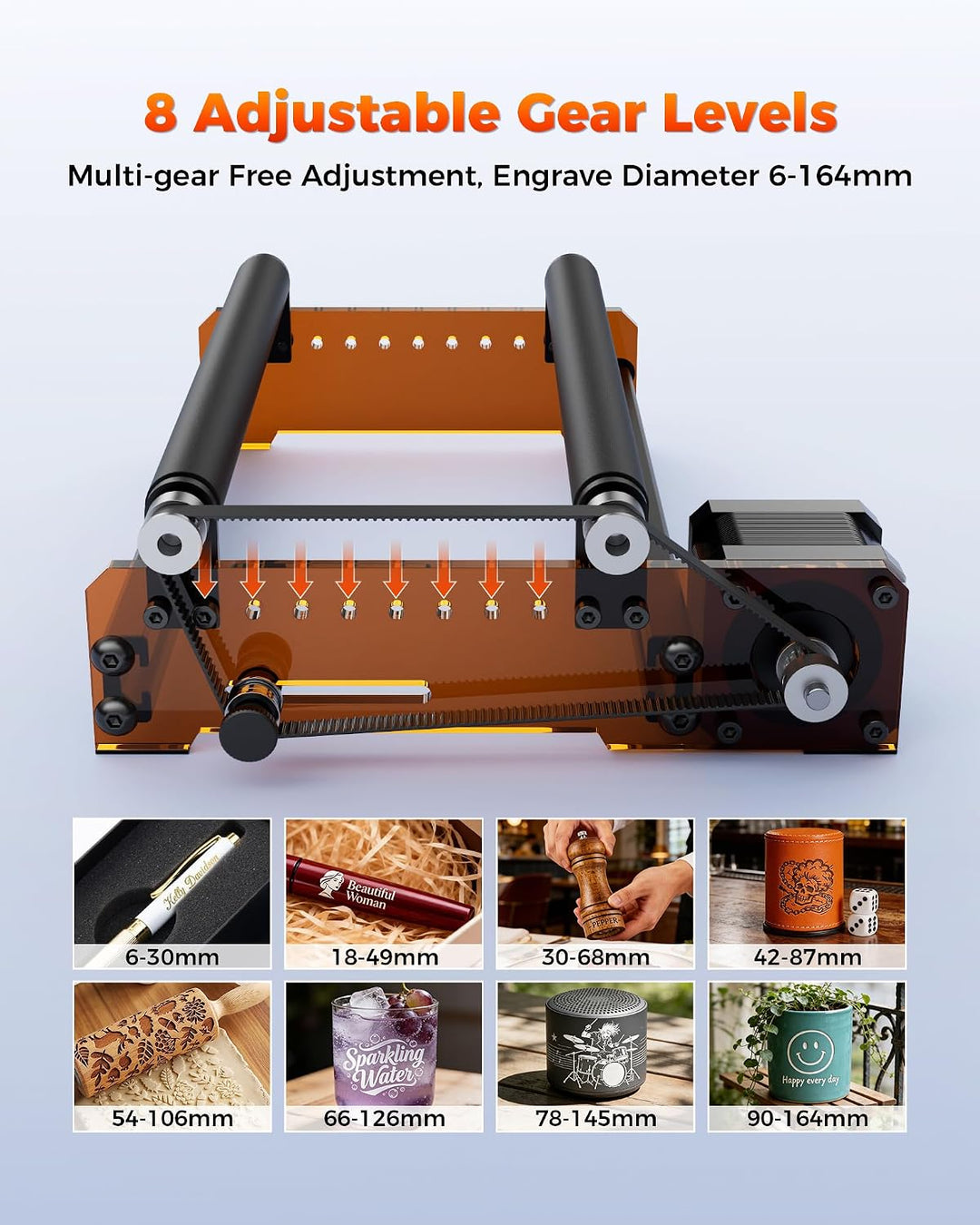 ACMER M3 Laser-Drehwalze, 360° Laser Rotary Roller für die Y-Achse zur Gravur zylindrischer Objekte,