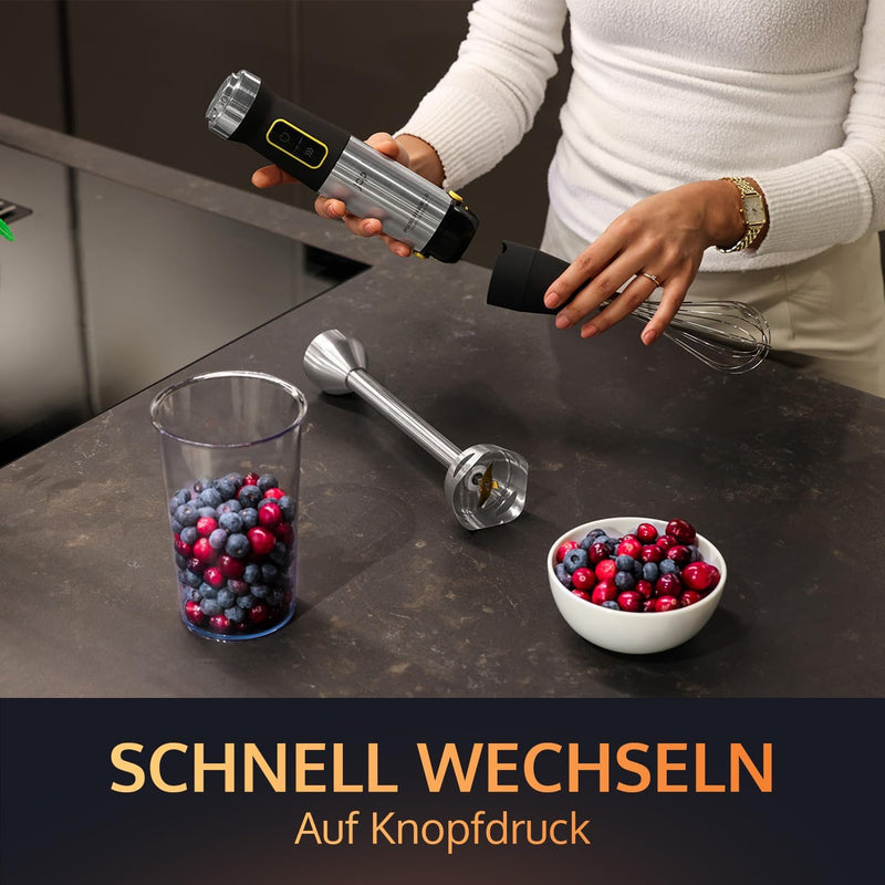 JAP Starke Stabmixer F1 | Frischhaltedose mit Deckel 800ml | 1200 W | einfache Reinigung | Titanklin