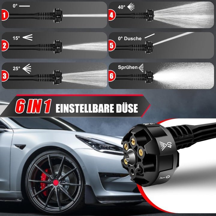 Akku Hochdruckreiniger, 21V 45 Bar/652 PSI Akku-Waschanlage, tragbarer Hochdruckreiniger mit 3.0Ah A