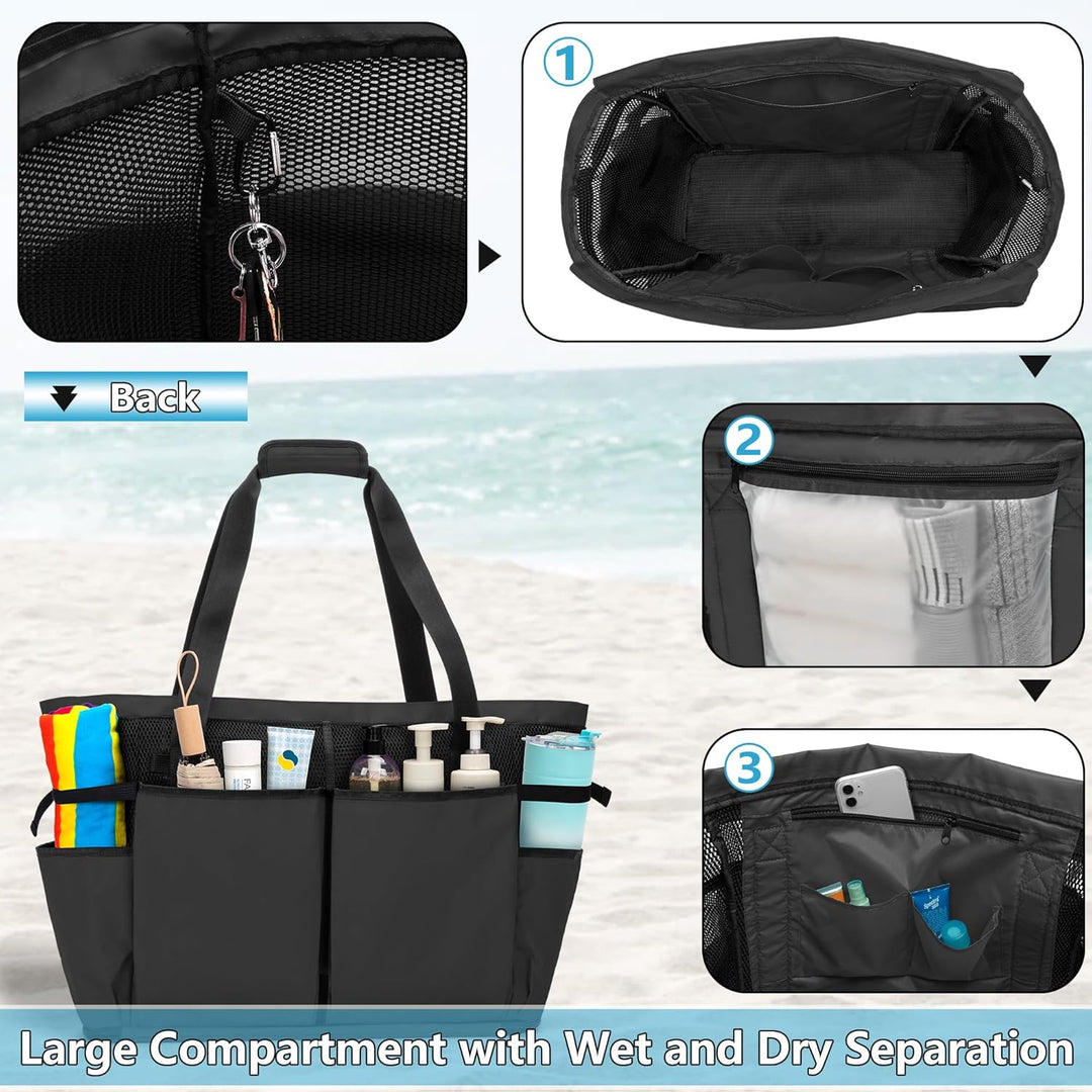 Fasrom Extra Grosse Netz Strandtasche, Übergrosse Strandtasche für Strandausflug (Patent Angemeldet)