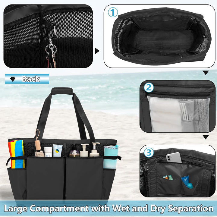 Fasrom Extra Grosse Netz Strandtasche, Übergrosse Strandtasche für Strandausflug (Patent Angemeldet)