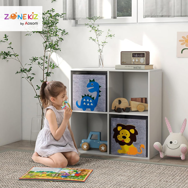 ZONEKIZ Kinderregal Bücherregal für Kinder Spielzeug-Organizer Kinderzimmerregal mit 2 Aufbewahrungs