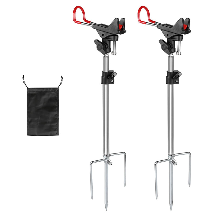 EXLECO 2pcs Rutenhalter Angel, 360° Verstellbar Angelrutenhalter Edelstahl mit Dreifach-Erdspitzen F