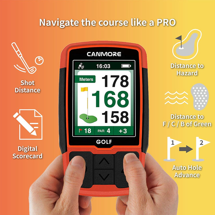 Canmore HG200 Golf-GPS – Wasserdichtes 2-Zoll-Vollfarbdisplay mit über 41.000 wichtigen Golfplatzdat