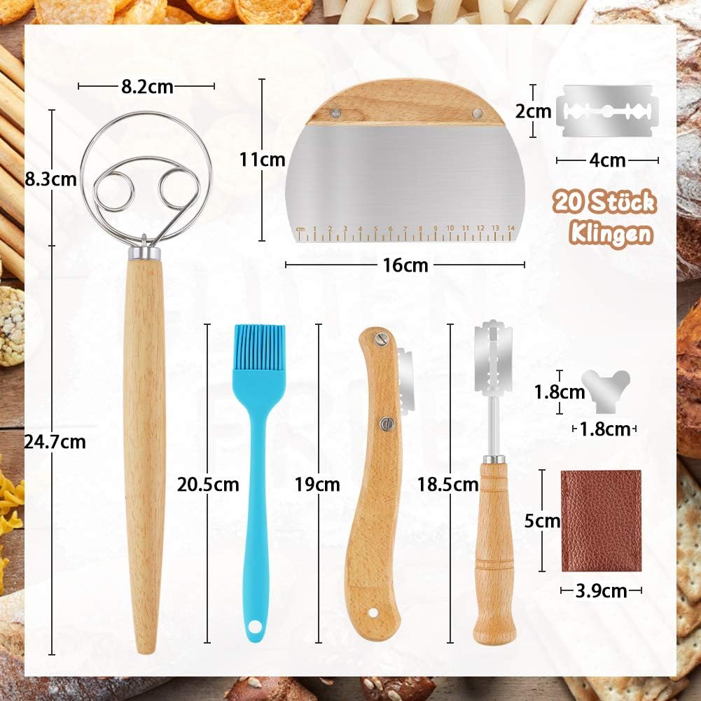 K KUMEED 27 Stück Bäckermesser Set, Broteinschneidemesser Bread Cutter Bäckermesser Brotbackmesser,