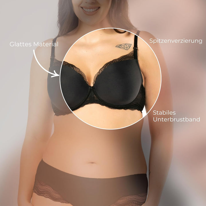 Nipplex Pepite Push-up-BH für Damen – Glatter, Gepolsterter BH mit Spitze – Dekolleté-Enhancer-BH –