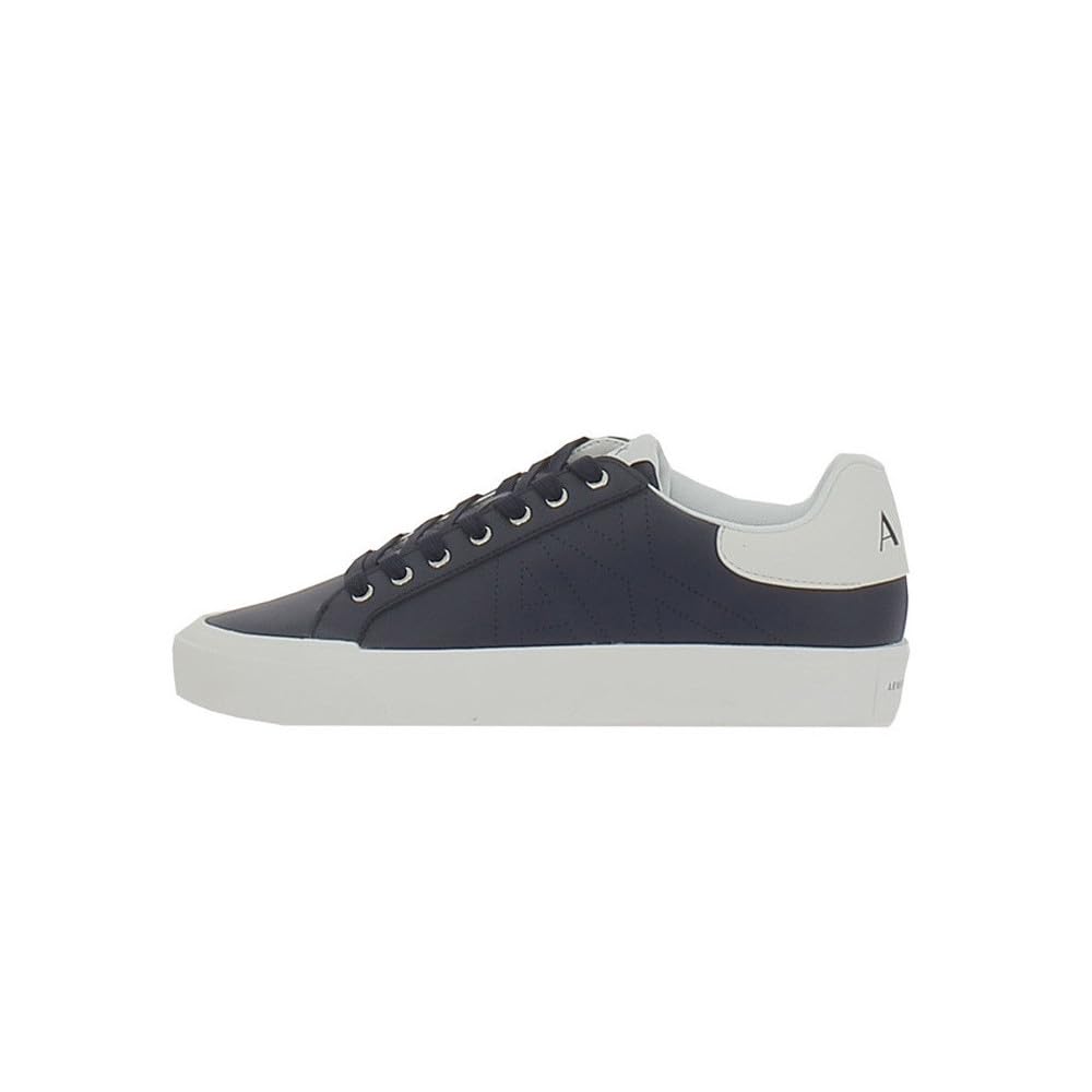 Emporio Armani Herren Side Polka-dot Logo, Back Color Insert, Low Top Sneaker, Blau