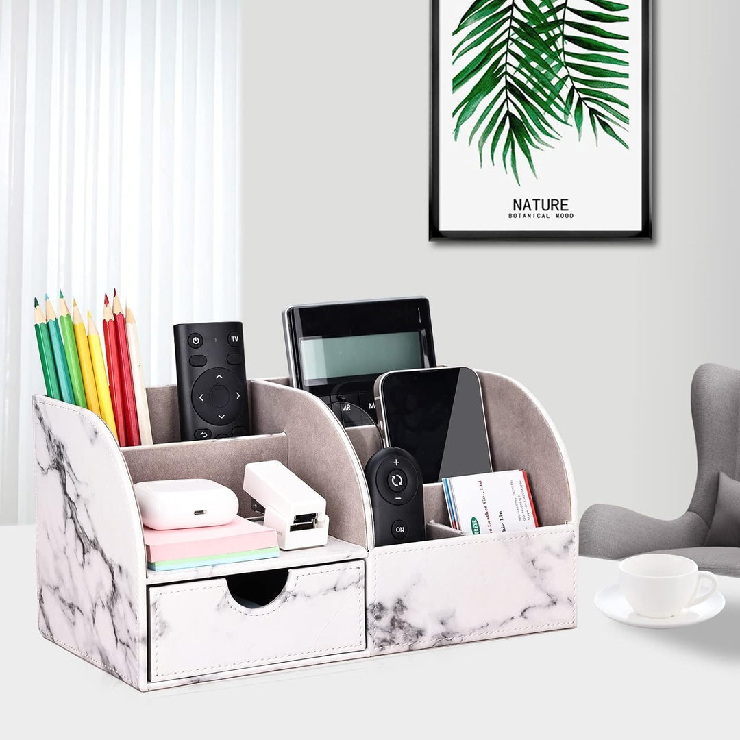 KINGFOM Büro Zubehör Schreibtisch, büroset schreibtisch set (Halb Pu-grauer Marmor), Marmor