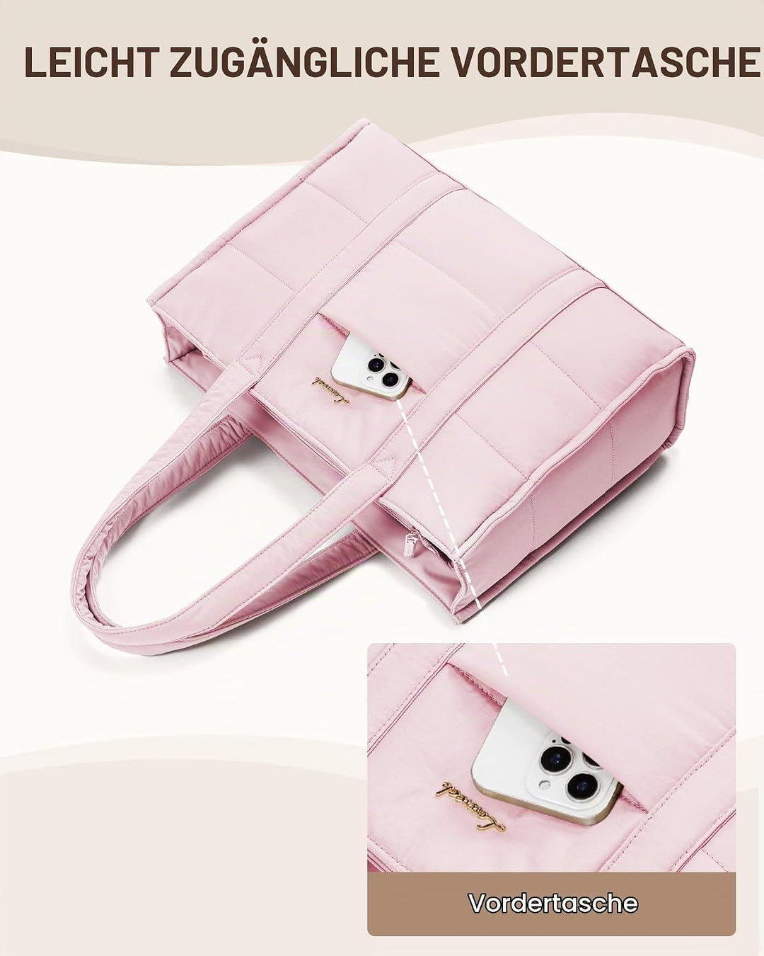 LOVEVOOK Handtasche Damen Gross, Puffer Laptoptasche 15,6 Zoll Shopper Tasche Arbeitstasche Aktentas