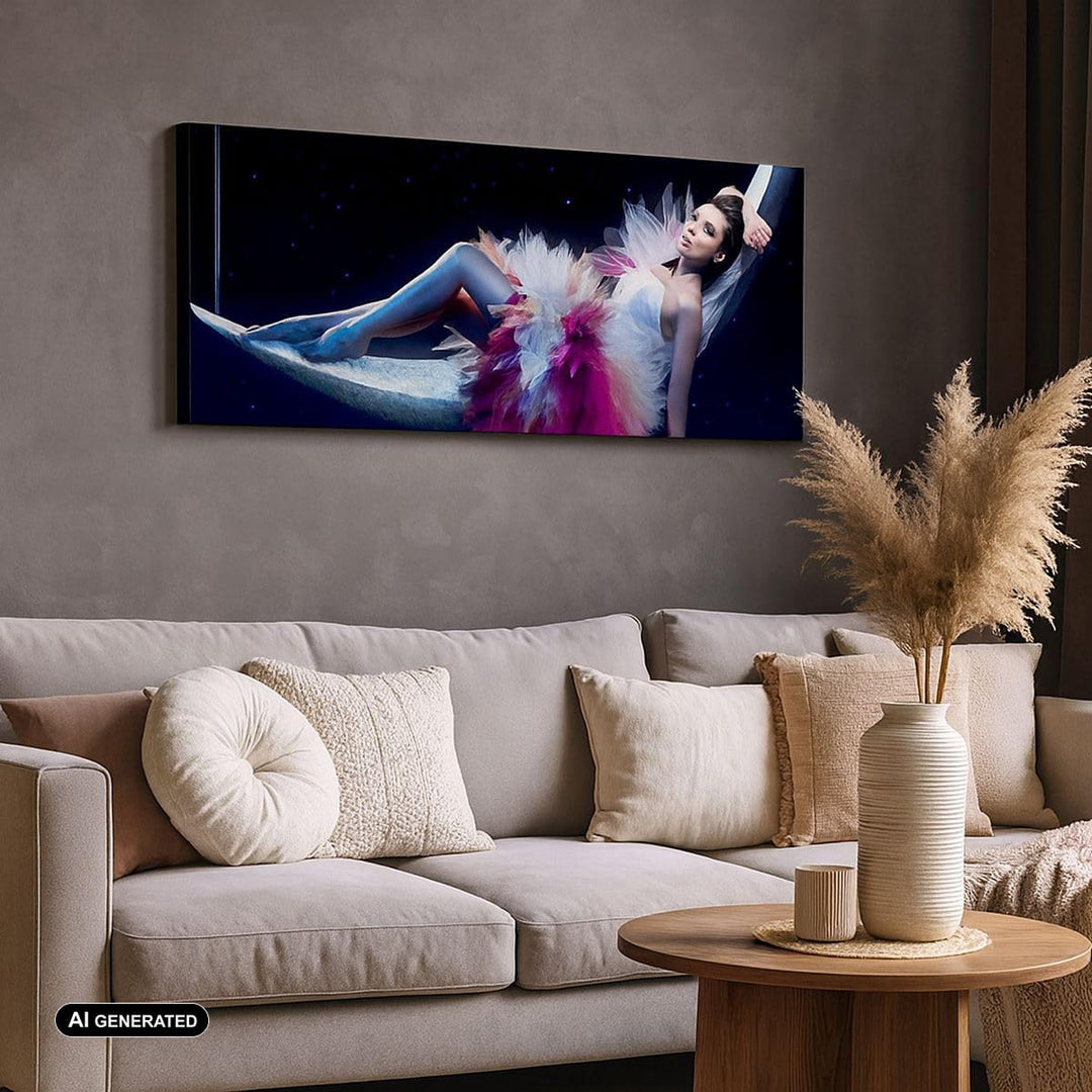 Panorama Bilder auf Leinwand Frau Geheimnis Kleid elegant Leinwandbild 90x30cm Wandbilder Dekoration
